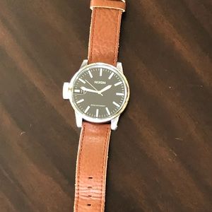 Mens Nixon watch Brown Leather band